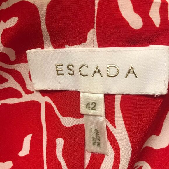 ESCADA Vintage Bouclé Cropped Red and White Bell Sleeve Blazer L/42 - Picture 11 of 13